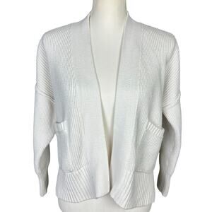 Abercrombie & Fitch Cardigan Size Small White Open Front Pockets Classic Sweater
